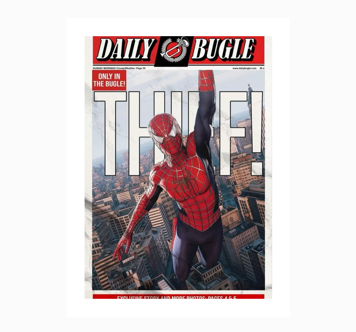 Sipderman "THIEF" - Portada Del Periódico Daily Bugle